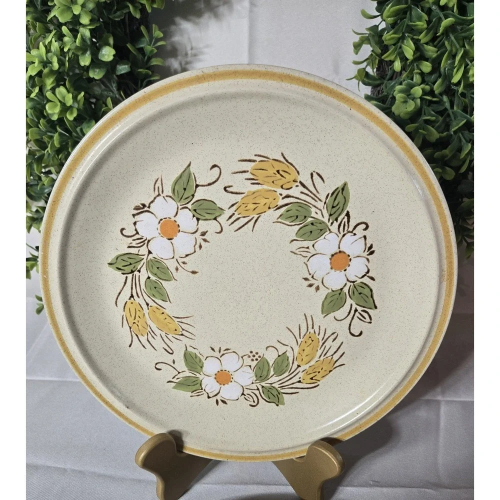 2 Hearthside Dinner Plates Garden Festival Prairie Flowers Stoneware 10.5+